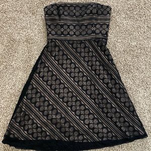 Black and nude lace formal dress